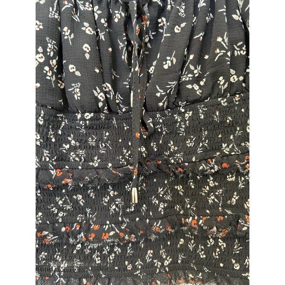FREE PEOPLE printed floral Black Lolita blouse Small Boho Peasant - Picture 2 of 9